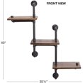 thumbnail image 3 of 3-Tier Wooden Wall Ladder Floating Rustic Shelf 35"x40" With Iron Black Pipe Hardware For Bedroom, Kitchen, Office, 3 of 5