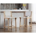 Stools 28 Inch Farmhouse Wood Barstools Faux Leather Woven Straps with