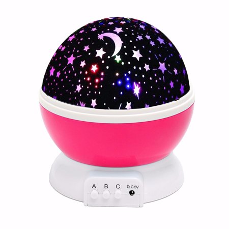 - SOLMORE Baby Night Light USB Rotating Projector Starry lighting Lamp LED Kids Gifts,Pink color