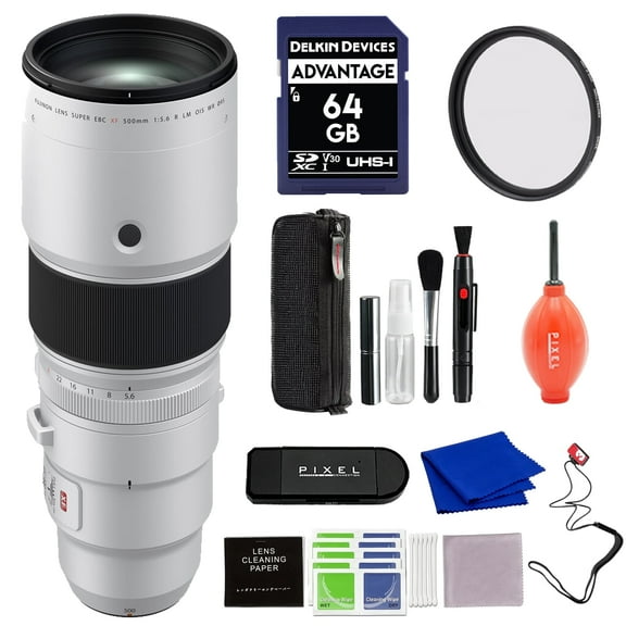 Fujifilm XF 500mm f/5.6 R LM OIS WR Lens with Card Reader, Capkeeper and Advanced Accessories | USA Authorized with Fujifilm Warranty | Fuji 500mm
