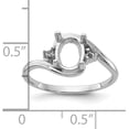 thumbnail image 3 of 14k White Gold .03ct. Diamond / 8x6 Oval Gemstone Ring Mounting - Ring Size 6.0 no stones included, 3 of 5