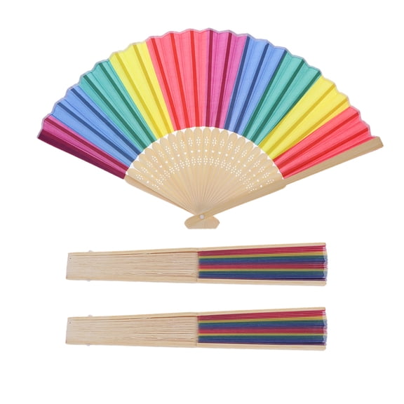Masteelf Portable Rainbow Folding Fan Assorted Colors Elegant Plastic Hand Fan for Daily Use 21CM