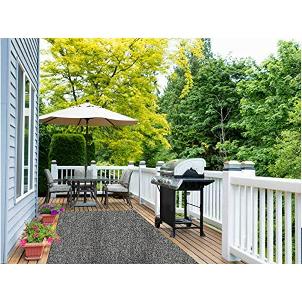 4'x10' Gunmetal Indoor Outdoor Area Rug Carpet Runners with a Premium Fabric Finished Edges