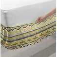 thumbnail image 2 of Yellow and Black Bed Skirt, Primitive Design with Zig Zag Lines Stripes Chevron, Elastic Bedskirt Dust Ruffle Wrap Around for Bedding Decor, 4 Sizes, Yellow Black and White, by Ambesonne, 2 of 2