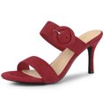 thumbnail image 1 of Sandalias Dedo Del Pie Abierto Tacones De Aguja Hebilla Para Mujeres Borgoña 41, 1 of 6