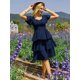 thumbnail image 2 of Vestido Belle Poque vintage con capas en forma de A Swing, azul marino, 2 of 6