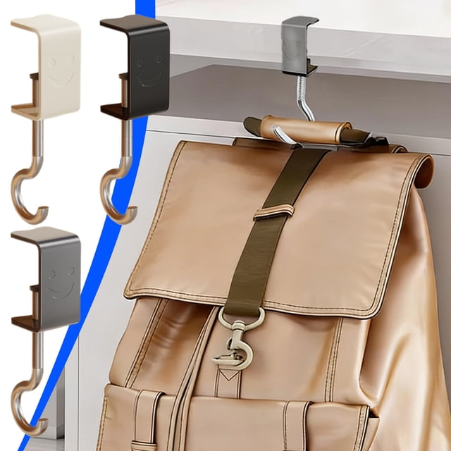 Colgador de auriculares ajustable con gancho de escritorio • Portabolsas de sobremesa • Montaje metálico universal para mochilas, llaves, cables • Ahorrador de espacio, portátil, 8,5 cm