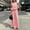 Pink, variant on Floleo Women Gingham Two Piece Outfit Round Neck Sleeveless Ruffle Top Back Cutout High Waist Wide Leg Pants Summer Matching Set