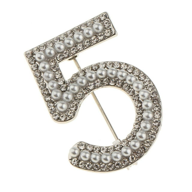 Broche de Joyería Zulema Crystal Rhinestone Pearl Número 5 para mujer