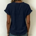 thumbnail image 4 of ByworldtasicNo Boundaries Womens Summer Short Sleeve V Neck T-Shirt Cute Lace Scallop Trim Tee Loose Fit Tops, 4 of 8