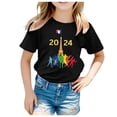 thumbnail image 2 of Toddler Girl's 2024 Paris Graphic Tees Short Sleeved Round Neck Summer T-Shirt, 2 of 4