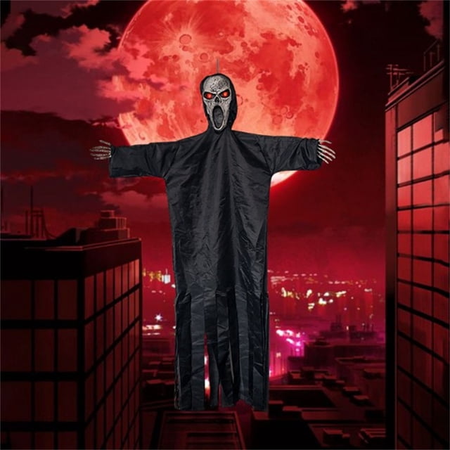 Fwttom Halloween Scarecrow Hanging Ghost Voice Control Luminous Soundmaking Pendant Bar Ghost Room Decoration