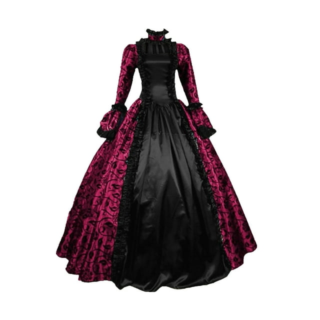 Robes Médiévales Régence pour Femmes Costume de Reine Victorienne Robe de Bal Rococo du 18e Siècle Mascarade en Dentelle Robe Gothique