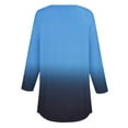 thumbnail image 4 of Blue Young Adult Tops 3/4 Length Sleeve Womens Tops 2025 Spring Neck Casual Print Tunic T Shirts Three Quarter Length Womens Tops Plus Size Tops for Women, 4 of 5