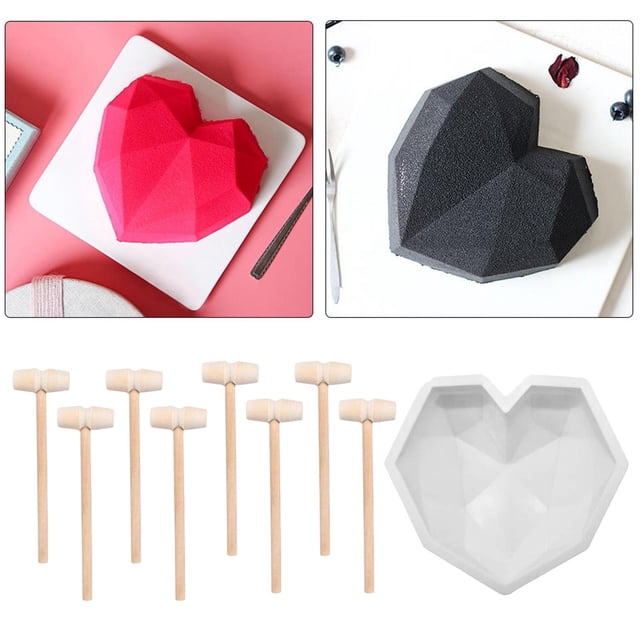 Pastel de silicona con corazón de diamante para hornear para hacer decoración de pasteles, pan, gelatina, comida preparada, Chocolate, dulces, Fondant 9 piezas BLESIY Moldes para tartas de silicona con forma de corazón