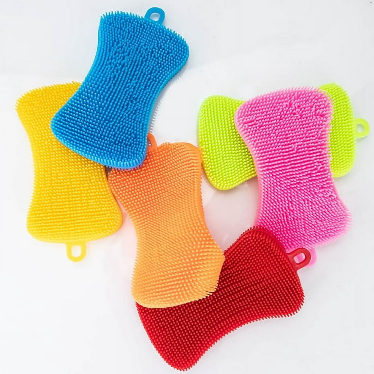 6 Silicone Sponge Dish Washing Scrubber Smart Kitchen Gadgets Brush Sponge Clean