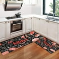 thumbnail image 3 of Kitchen Rugs and Mats【2 PCS】 Farmhouse Kitchen Decor, Non Skid Washable Black Kitchen Mat Soft Super Absorbent Kitchen Mat Runner Set Doormat Bathroom,Meat Design (Black1.7 x47+17.7"x23.6"), 3 of 5