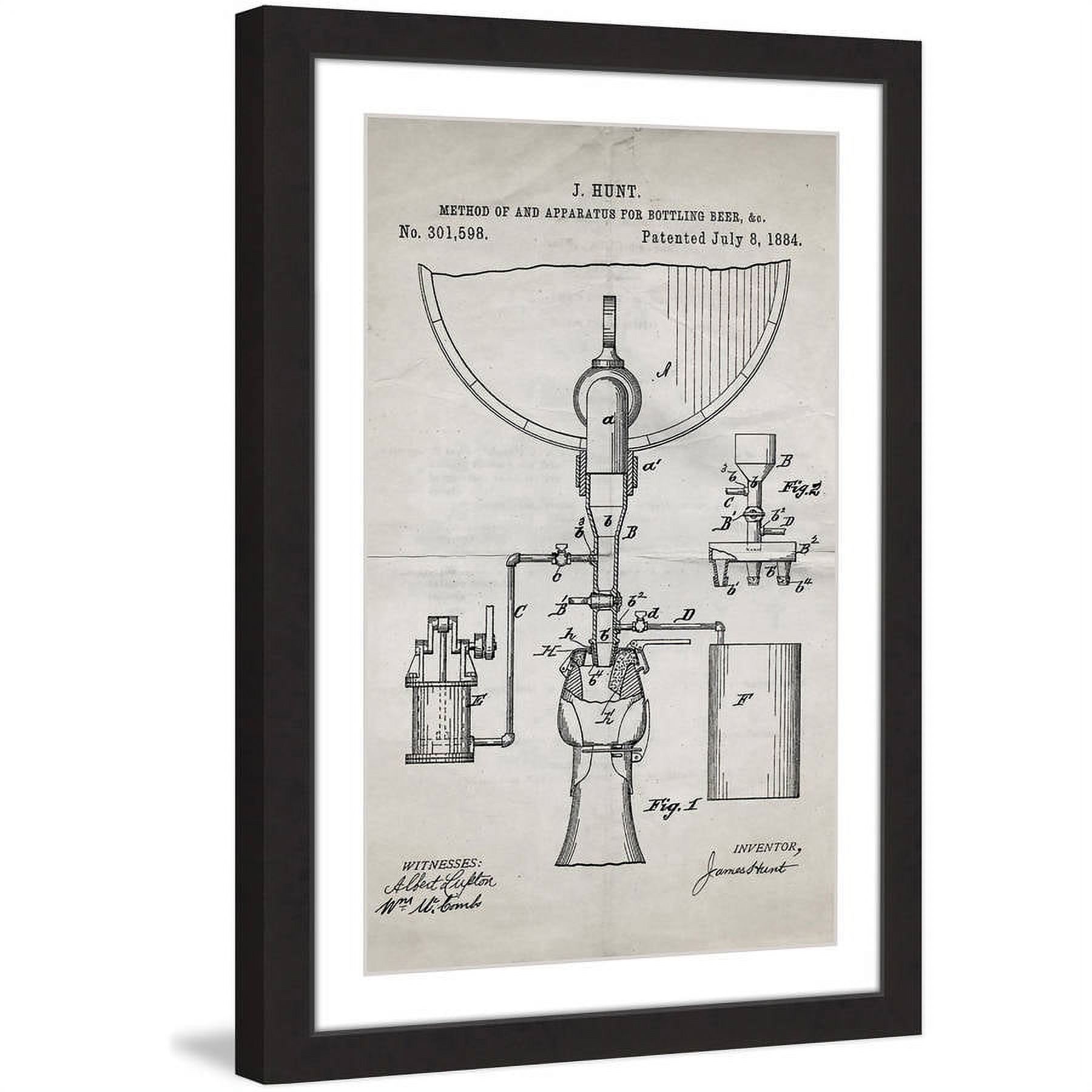 "Bottling Beer 1884 Old Paper" Framed Painting Print