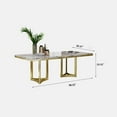 thumbnail image 4 of POVISON 91" Bura Modern Faux Marble Dining Table For 8，White Rectangular Tabletop Gold Stainless Legs, 4 of 9