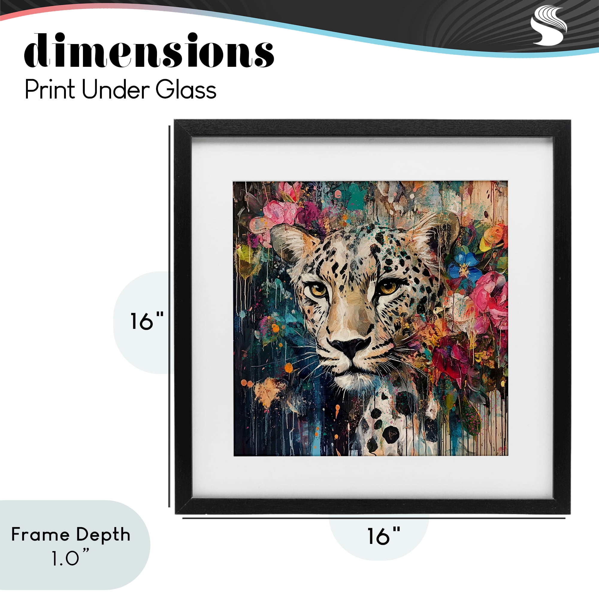 Stupell Industries Cheetah & Exotic Blooms Black Framed Print Under Glass, design by Marta Wiley