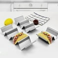 thumbnail image 3 of HomeLife Stainless Steel Taco Holder Stand Reversible Holds 3 or 2 Tortillas Stackable Rack for Easy Storage Triangular Interior Prevents Spills Non-Stick Surface Taco Grill Mold, 3 of 13