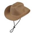 thumbnail image 2 of Bxsruta Unisex Adults Western Style Vintage Straw Sun Hat Breathable Adjustable Rope Travel Beach Cap, 2 of 8
