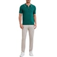 thumbnail image 2 of CAMISA POLO CLÁSICA DE HOMBRE INSPIRE CHIC PARA EL DÍA DEL PADRE, DE COLOR SÓLIDO, CORTA MANGA, CON CREMALLERA, AJUSTE SLIM, TALLA L, VERDE, 2 of 5