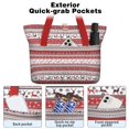 thumbnail image 2 of Tote Bag for Women - Red Christmas Folk Pattern Shoulder Bag - Large Utility Work Duffle Bag with Zipper Handbag for Travel, Work, Sprots, 2 of 5