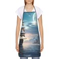 thumbnail image 2 of Naloa 1Pack Adjustable Bib Apron Waterdrop Resistant Cooking Kitchen Aprons for Women Men Chef, Moonlit Sea Sailboat Print, 2 of 5