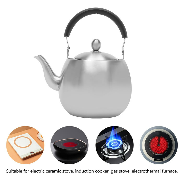 4L/4.22Qt Stainless Steel Whistling Kettle Long Spout Tea Pot With Handle