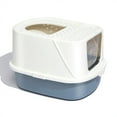 thumbnail image 2 of HANAMYA Flip-Top Jumbo Cat Litter Box with Scoop, Front Entry and Top Exit, White&Gray, 2 of 10