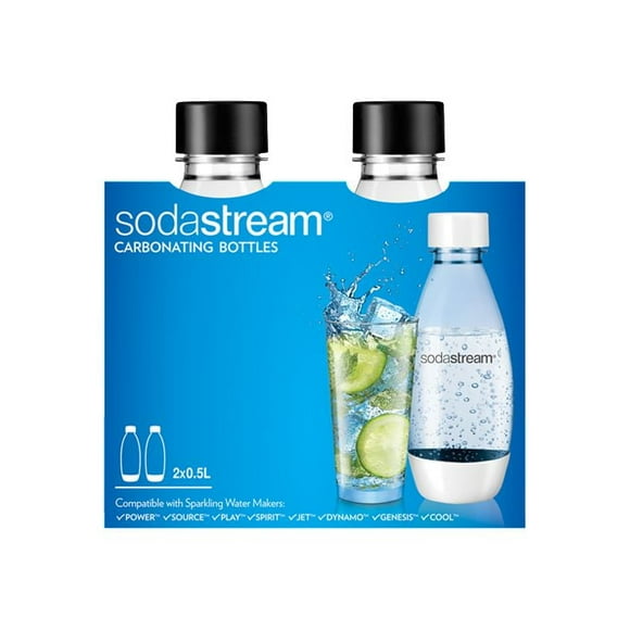 SodaStream 0.5L Fuse Carbonating Bottles Black, 2PK