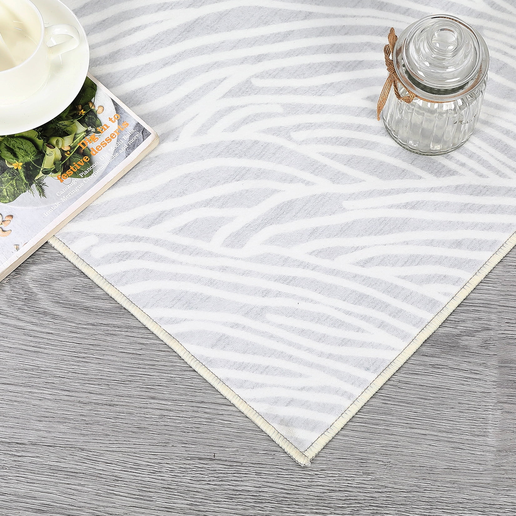 Garvee 9'x12' Large Modern Washable Rug Abstract Stripes Print Accent Rug Non-Slip Backing Low Pile Rug for Dining Room Home Office, Gray