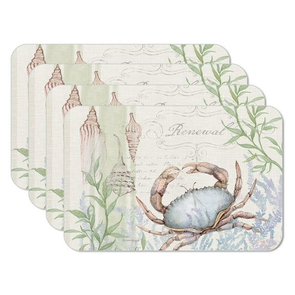 CounterArt "Caribbean Seas" 4 Pack Reversible Flexible Plastic Tabletop Placemats