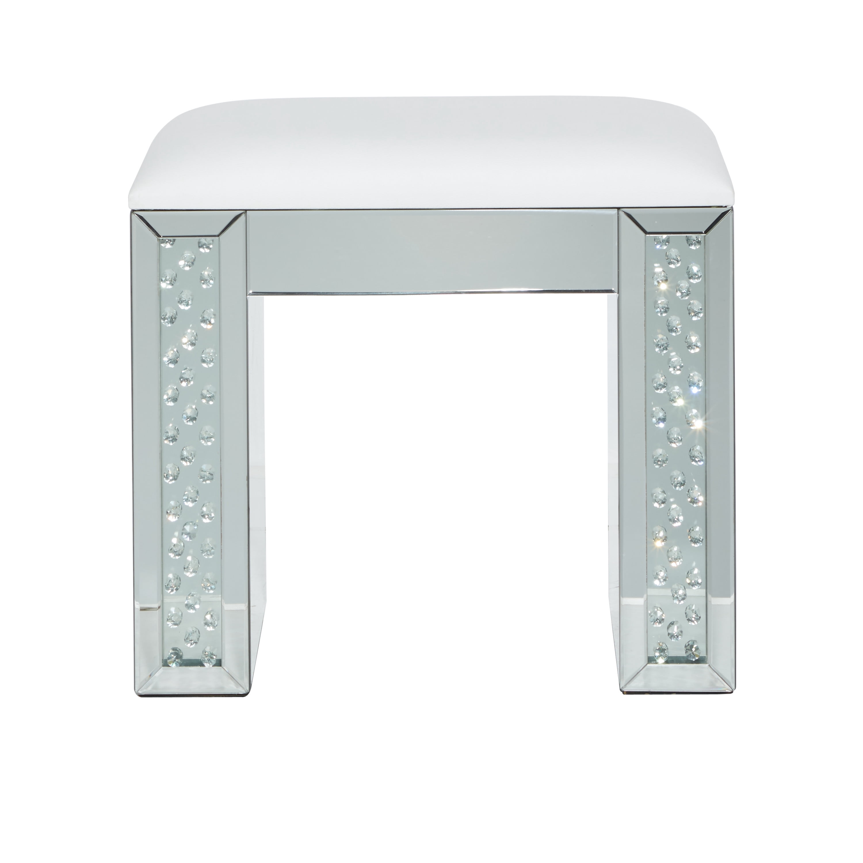 DecMode 15"W, 21"H Wood Glam Stool, Silver, 1-Piece