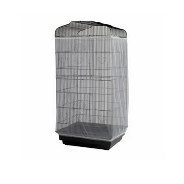 Adjustable Birdcage Seed Catcher Feather Catcher Bird Cage Cover Net Airy Soft Skirt Guard Birdcage Nylon Mesh Netting for Parrot Macaw Parakeet Round Square Cage