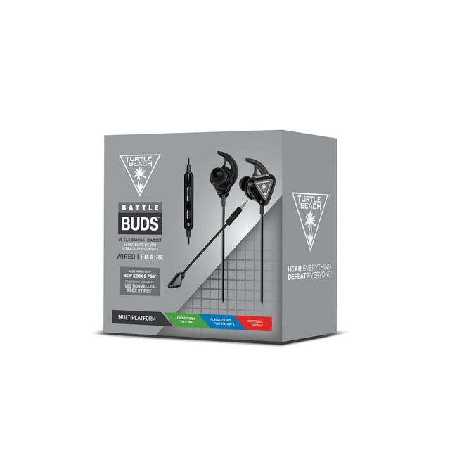 Turtle Beach® Battle Buds™ In-Ear Gaming Headset Black/Silver Mobile, Nintendo Switch™ Xbox Series X, Xbox Series S, Xbox One | PS5™, PS4™, & PS4™ Pro | PC2 & Mac®