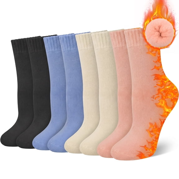 Loritta 4 Pairs Thermal Socks for Women Winter Thick Warm Heated Boot Crew Socks