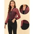 thumbnail image 2 of INSPIRE CHIC Veste Bomber à Manches Longues Transparente pour Femmes Rouge P, 2 of 4