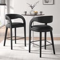 thumbnail image 2 of Bar Stool Chair Barstool, Black, Vegan Leather, Pub Cafe Bistro Dining Kitchen Hospitality Restaurant, Modern Contemporary HB35948, 2 of 10