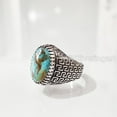 thumbnail image 3 of Tibetan Turquoise Ring, Silver Jewelry, 925 Silver Ring, Father's Day, AAA Natural Turquoise, December Birthstone Ring, Heavy Mens Ring, Spiritual Healing Gemstone, Christmas, Signet Mens Ring, 3 of 7