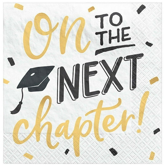 Graduation 'Hats Off!' Foil Small Napkins 3-ply (16ct)