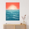thumbnail image 4 of Horizon Hour Abstract Sunset Orange Teal Extra Large XL Wall Art Poster Print, 4 of 5