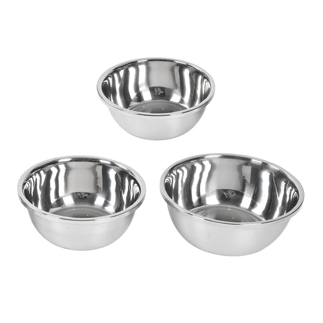 Juego de 3 cuencos para mezclar de acero inoxidable de 26, 28 y 30 cm, cuencos para sopa gruesos, cuencos de cocina multifuncionales.