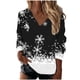 thumbnail image 1 of Blusa navideña de manga larga con cuello en V y estampado de copos de nieve informal a la moda para mujer Fridja  FKASFK4190, 1 of 1