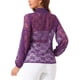thumbnail image 3 of INSPIRAR CHIC Blusa de Encaje Floral de Cuello Alto con Mangas Abullonadas Transparentes XS Púrpura, 3 of 6