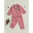 thumbnail image 5 of Elippeo Baby Girl 2Pcs Christmas Pajamas Long Sleeve Plaid Print Shirt + Pants Set Toddler Sleepwear, 5 of 9