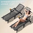 thumbnail image 4 of LOYALICE Adjustable Wheeled HDPE Plastic Outdoor Patio Lounge Chair W/ Cup Holder,78.3"x25.1"x16.3", Gray, 4 of 11