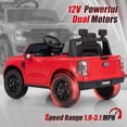 thumbnail image 5 of Licensed Ford Ranger Ride on Car for Kids by OLAKIDS, 12V Electric Vehicle with Remote Control, Toddlers Battery Powered Toy Gift with 2 Speeds, Wheels Suspension, Storage Space, Bluetooth USB, 5 of 10
