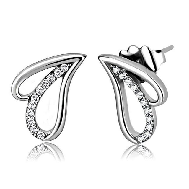 Boucles d'Oreilles en Acier Inoxydable avec AAA Grade CZ in Clear